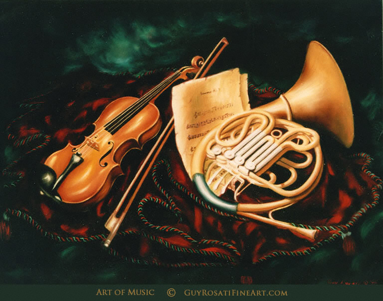 fine art canvas print for sale of musical instruments by artist Guy Rosati