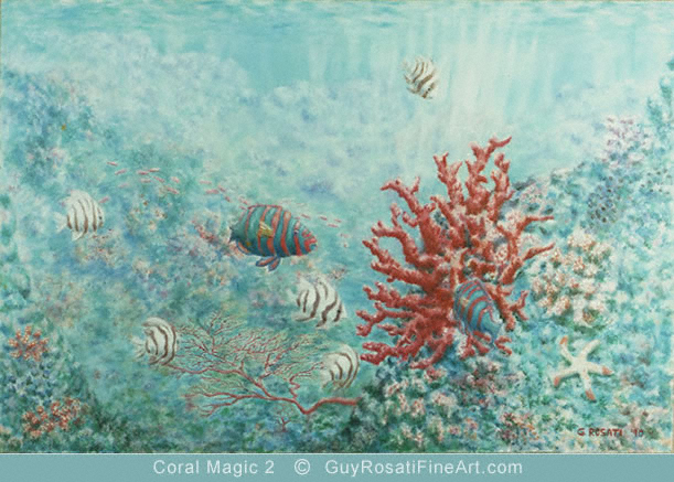 fine art print for sale of underwater scene with tropical fish and coral second edition