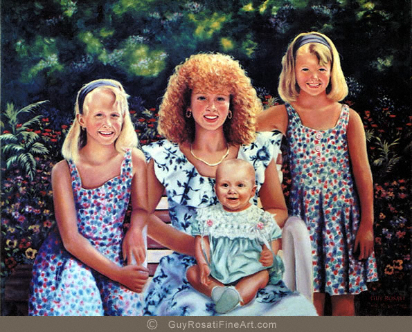 Portrait painting of sisters painted by artist Guy Rosati